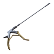 Tischler Cervical Biopsy Punch, Straight, 3mm Wide x 7mm Long Jaw, Rotating 360 Degrees Shaft, Gold Plated Squeeze Open Grip Handle, Overall Length 10" (254mm) 